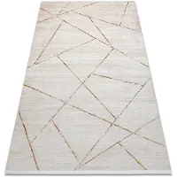 Rugsx Moderne tæppe DUKE 51557 creme / guld - Geometrisk, struktureret, meget blød, frynser 180x270 cm