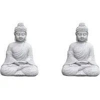 Typecat 2X Vintage Garden Buddha Statue Indoor Outdoor Garden Zen Buddhism Figurine Sculpture Home Office Store Decor Ornament