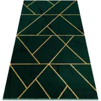 Rugsx Tæppe EMERALD eksklusiv 1012 glamour, stilfuld geometrisk, marmor flaske grøn / guld 200x290 cm