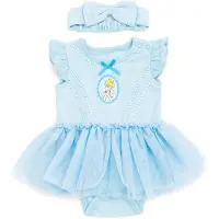 Disney Princess Askepot Sp?db?rn Baby Piger Cosplay Bodysuit med nederdel Overlay & pandeb?nd Outfit Pastel Blue 18 m?neder