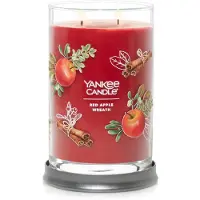 Yankee candle Red Apple krans duftende signatur 20 oz stor tumbler 2-wick stearinlys over 60 timers forbr?ndingstid jul | Holiday Candle