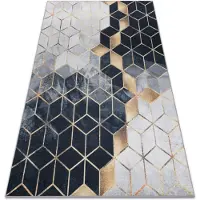 Rugsx ANDRE 1171 tæppe skal vaskes Terning, geométrico skridsikker - sort / guld 80x150 cm