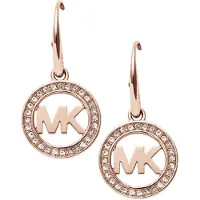 Michael Kors Elegant rosaguld rustfrit stål pavékrystal MK-logo hængende øreringe til kvinder MKJ4796791