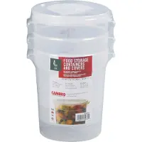 Cambro RFS4PPSW3190 Gennemsigtig runde 4 Qt. Container 3-Pack-RFS4PPSW3190
