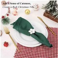 Exogio Napkin Rings ,24 PCS Flowers Napkin Ring Holders Dinner Tables Rings Elegant Ornament Table Setting Decoration ,White