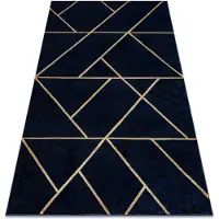 Rugsx Tæppe EMERALD eksklusiv 1012 glamour, stilfuld geometrisk marineblå / guld 80x150 cm