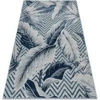 Rugsx Tæppe Strukturelt BOTANIC 65242 Fjer, zigzag, fladvævet på balkonen, terrasse - akva blå 78x150 cm