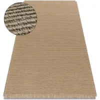 Rugsx Tæppe JUTE 3651 mørk beige enfarvet - jute, fladvævet, frynser 160x220 cm