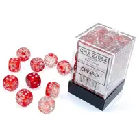 Chessex Nebula 12mm d6 r?d/s?lv m/lumin?r terningblok (36 terninger)
