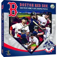Masterpieces MLB Boston Red Sox Unisex 500 brikker hjemmepladeformet puslespil rd 500 brikker