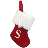Kurt S. Adler Kurt Adler 7 " Rød/hvidt monogram S " Mini Stocking
