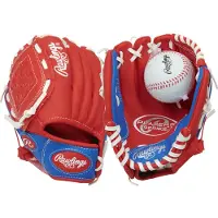 Rawlings Players Series T-Ball & Youth Baseball Glove Left Hand Throw 9 " R?d/bl? med bold