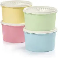 Tupperware Heritage Collection 8 Piece Food Storage Canister Set i vintage farver - Opvaskemaskine Safe & BPA Free - (4 containere + 4 l?g)