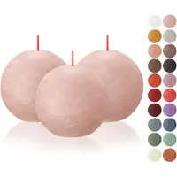 Bolsius 3-pak Misty Pink rustikke kugles?jlelys - 3 tommer - Premium europ?isk kvalitet - Inkluderer naturlig plantebaseret voks - Uparfumeret dr