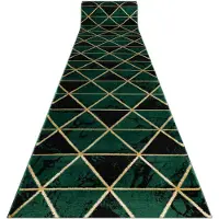 Rugsx Tæppeløber EMERALD eksklusiv 1020 glamour, stilfuld marmor, trekanter flaske grøn / guld 120 cm 120x430 cm