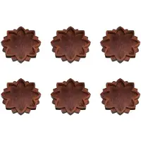 Melitt 6X Lotus Crystal Tray Wooden Lotus Shape Crystal Display Tray Retro Jewelry Essential Oil Crystal Storage Box