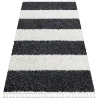 Rugsx Tæppe UNION 4079 Striber grå / fløde kvaster berberi Marokkansk shaggy 180x270 cm