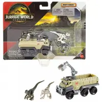 Hot Wheels Jurassic World Rebirth Dinosaur Collection k?ret?j og figur (Velociraptor Blue og Atrociraptor Capture Truck)