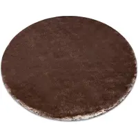 Rugsx Tæppe LAPIN Shaggy hjul elfenben / chokolade skridsikker, vask cirkel 100 cm