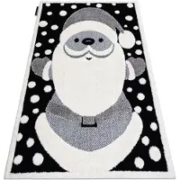 Rugsx Tæppe børns JOY Santa Julemanden til børn - Strukturelle, to niveauer af fleece sort / fløde 160x220 cm