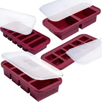 Souper Cubes Silicone Freezer Forms Gift Set med 2 msk 1/2 1 och 2 kopp silikonfrysbrickor med lock - Måltid Prep and Kitchen Essentials Bundle -