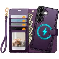 Ocase til Samsung Galaxy S25 Plus aftageligt pungetui med kortholder [2 i 1] PU-lder Flip Folio-etui med RFID-blokeringsstativ Hndledsrem Stds