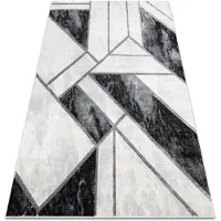 Rugsx Tæppe EMERALD eksklusiv 81953 glamour, stilfuld marmor, geometrisk sort / sølv 120x170 cm