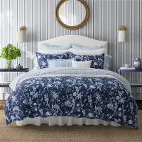 Laura Ashley - Queen Dynebetr?k S?t Vendbart bomuldssenges?t Inkluderer Matchende Sham(er) med Bonus Euro Sham(s) & Pudebetr?k (Branch Toile Blue