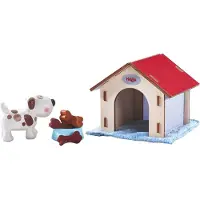 Haba Little Friends Dog Lucky - Legetjsfigur med hundehus og trknogler