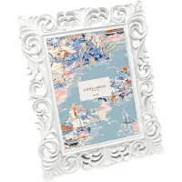 Laura Ashley 5x7 Hvid Vintage Inspireret harpiksrulle -design Billedramme med tynd kant Horisontal og lodret til bordplade og v?gvisning Home D?