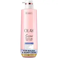 Olay Bump Erasing Body Wash med AHA-serum, eksfolierende mineraler og niacinamid – hydraterer og udglatter grov, ujævn hud, 547 ml