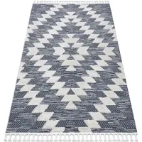 Rugsx Tæppe SEVILLA Z250A diamanter blå / grå Tassels berbery Marokkansk shaggy 80x150 cm