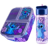 Disney Stitch Kids Madpakke med rum og vandflaske til skolen (bl?/lilla)