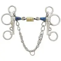 Centaur Blue Steel Tom Thumb Pelham med dobbelt f?lles mund og l?se messing rulle diske - 5.5