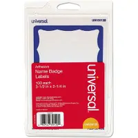 Universeel Universal 39120 Border-stil selvkl?bende navnebadge 3 1/2 x 2 1/4 hvid/bl? 100/pakke