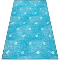Rugsx Tæppe til børn HEARTS Jeans vasket hjerter, børns - turkis 350x400 cm