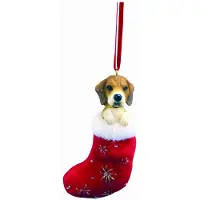 ANIMAUX Beagle Christmas Stocking Ornament med " Santa's Little Pals " H?ndmalet og syet detalje