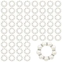 Wella 60Pcs Pearl Napkin Rings Imitation Pearl Beaded Rhinestone Napkin Ring Holder Napkin Rings Serviette Napkin Rings