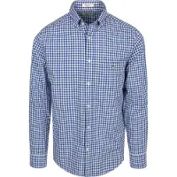 Gant Ganttil mænd. 3000120 Vichy blå ternet poplin Regular Fit-skjorte (L), Casual, Bomuld, Klassisk, Lange ærmer
