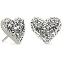 Kendra Scott Ari Hjerte Stud ?reringe til kvinder Modesmykker Rhodium-belagt platin Drusy