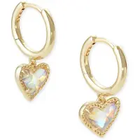 Kendra Scott Ari Heart Huggie Øreringe i guld iriserende dikroisk glas