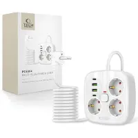 Tech-Protect PCS3X4 Power Strip 3 AC Outlets 2xUSB-A 2xUSB-C 200 cm - White