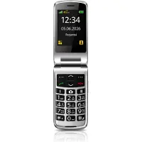 Beafon SL645 LTE - 4G, Silver Line, flip-mobiltelefon med store knapper, sort-sølv
