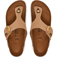 Birkenstock Birkenstocktil kvinder. 1024007 Sandaler i Nubuck Læder Gizeh Big Buckle (Smal Pasform) brun (37), Fast, Ingen, Casual