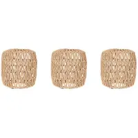 Semoic 3X Simulated Rattan Lamp Cover Handmade Woven Chandelier Vintage Lampshade Home Decor Hanging Pendant Bedroom