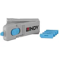 Lindy DisplayPort port blocker key - sæt med 4 blockers, blå