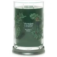 Yankee candle Balsam & Cedar Duftende signatur 20 oz stor tumbler 2 -wick stearinlys over 60 timers forbr?ndingstid - jul | Ferie duft
