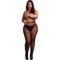 Shots Shimmering Cut-Out Tights - Plus Size - Black/Gold Glitter