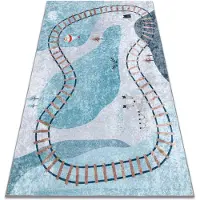 Rugsx JUNIOR 52243.801 tæppe skal Togspor for børn skridsikker - sininen 80x150 cm