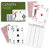 Piatnik Canasta kortspil - klassisk to kortstakke Rummy for 2-4 spillere (to par), scoreblok og regler, 30+ minutter